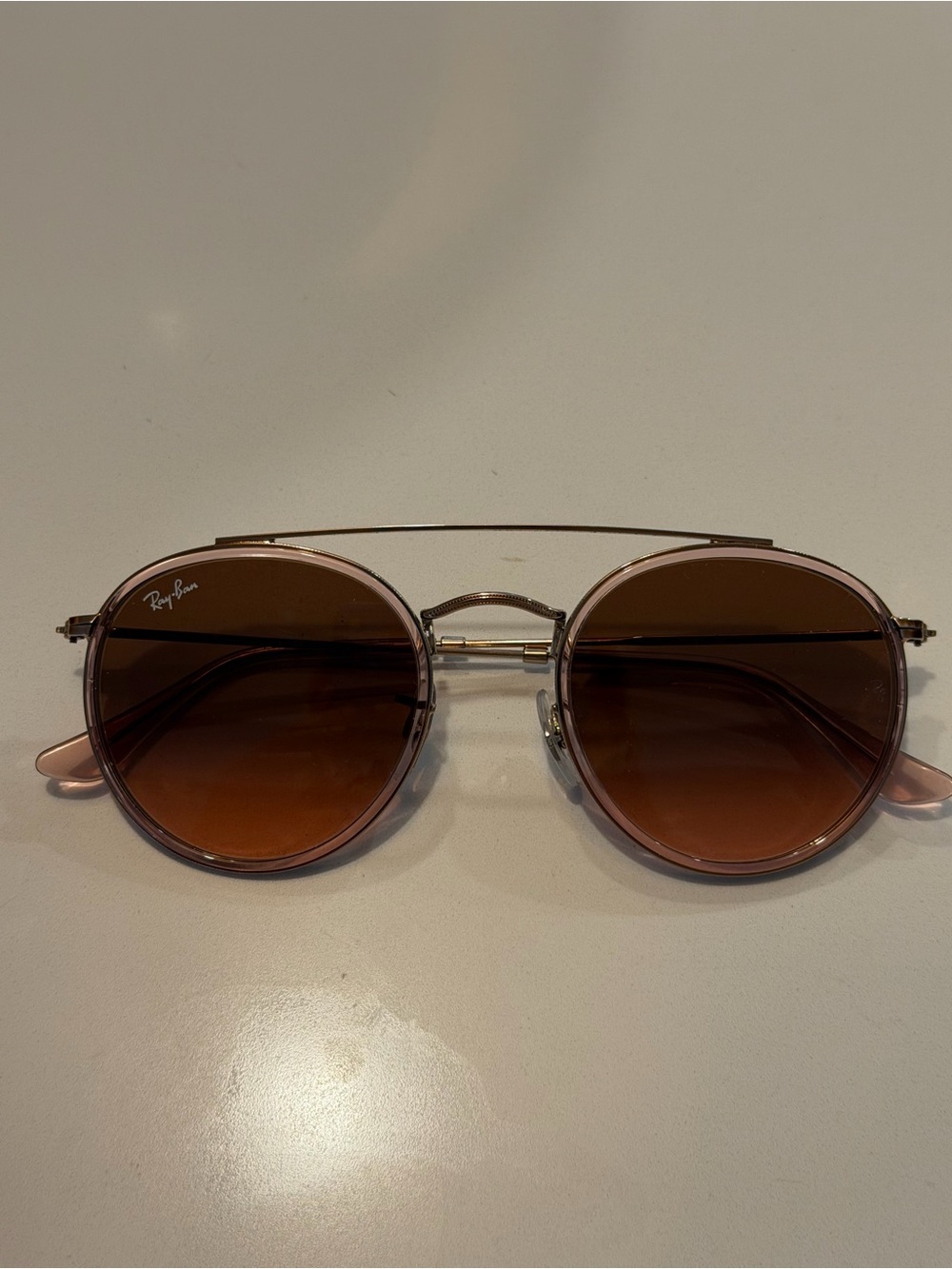 Ray-Ban Round Double-Bridge Sunglasses in Pink